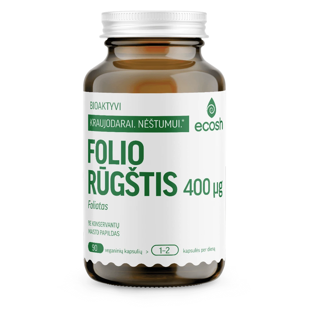 ECOSH bioaktyvi folio rūgštis, foliatas 400µg, 90 kapsulių