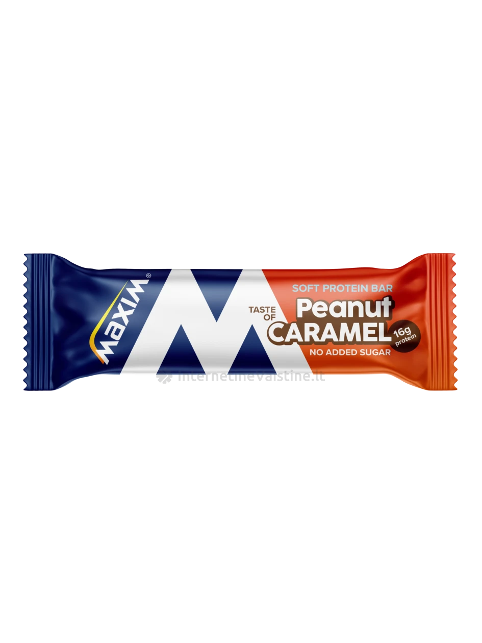 MAXIM žemės riešutų ir karamelės skonio baltymų batonėlis, 55 g, Vnt | internetinevaistine.lt