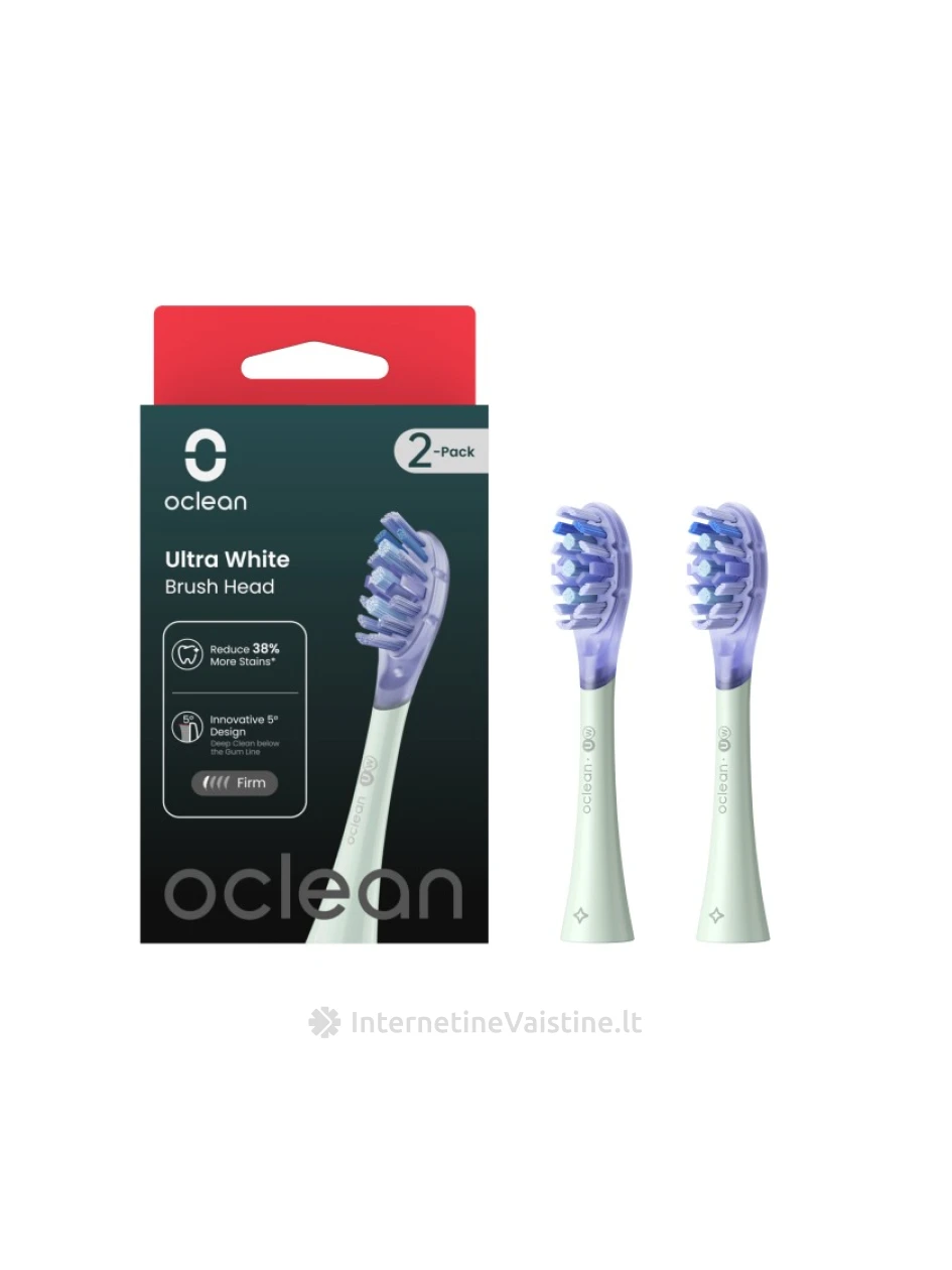 OCLEAN Ultra White Brush W01 Green elektrinio šepetėlio galvutės, N2 | internetinevaistine.lt