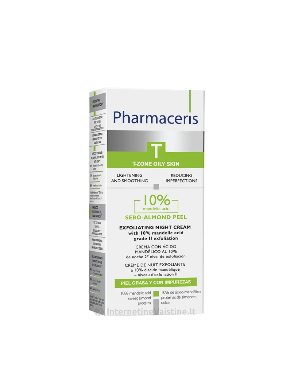 PHARMACERIS T,SEBO-ALMOND 50ml kremas pilingas su migdolų rūgšt., N1 | internetinevaistine.lt