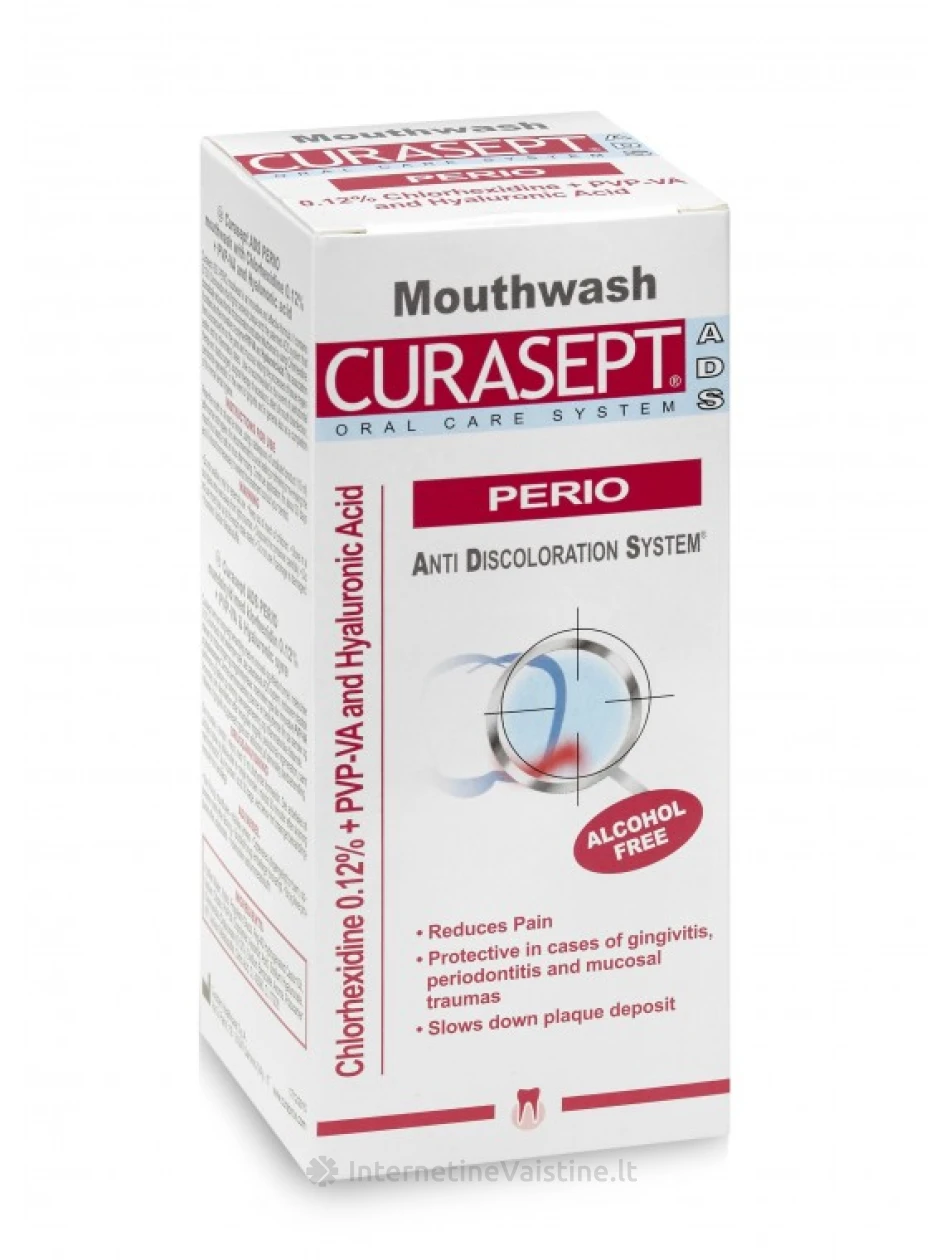 CURASEPT burnos skalavimo skystis ADS PERIO SU 0.12% CHX+HIALURONAS, 200ml, Vnt | internetinevaistine.lt