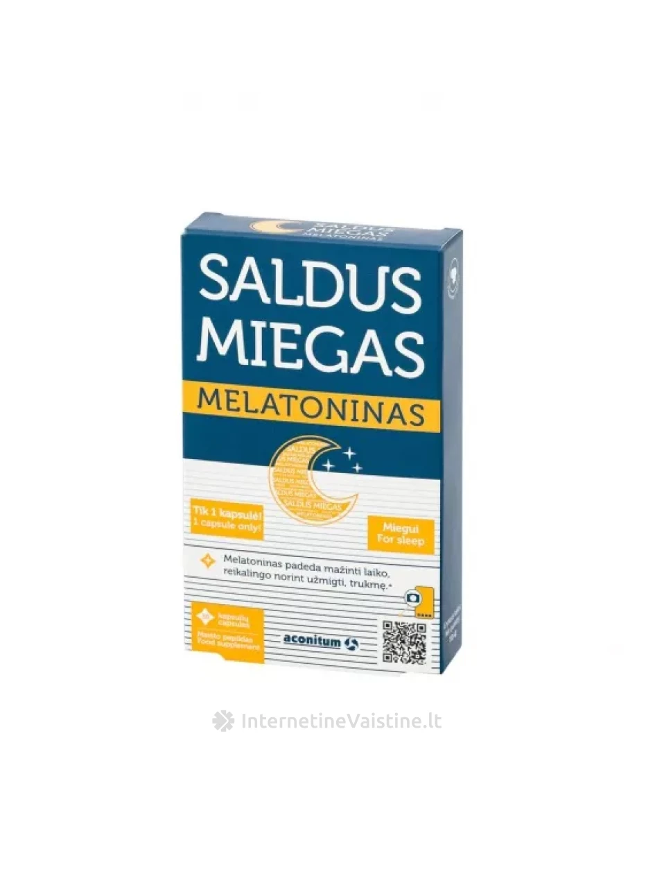 SALDUS MIEGAS Melatoninas kaps. N30, 30 vnt. | internetinevaistine.lt