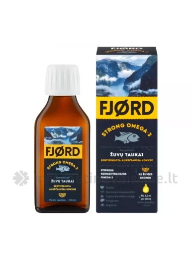 FJORD Strong Omega-3 žuvų taukai, 100 ml | internetinevaistine.lt