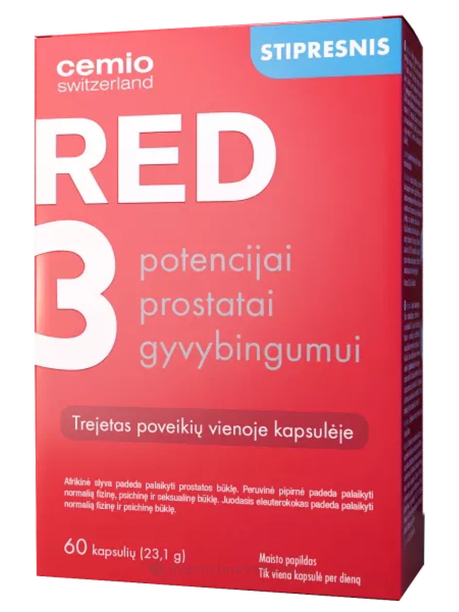 CEMIO maisto papildas RED3 STIPRESNIS, 60 kapsulių | internetinevaistine.lt