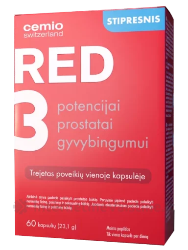 CEMIO maisto papildas RED3 STIPRESNIS, 60 kapsulių | internetinevaistine.lt