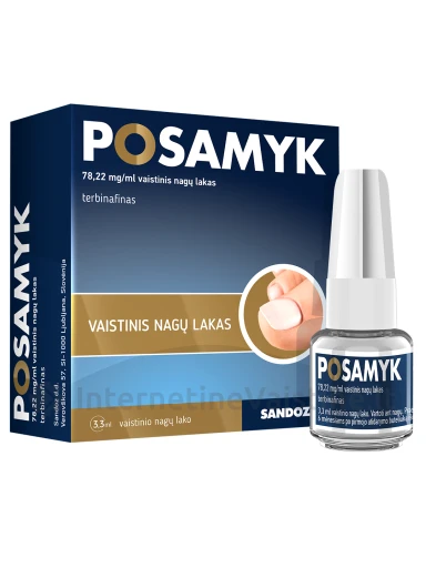 POSAMYK 78,22 mg/ml vaistinis nagų lakas 3,3 ml, 3 ml | internetinevaistine.lt