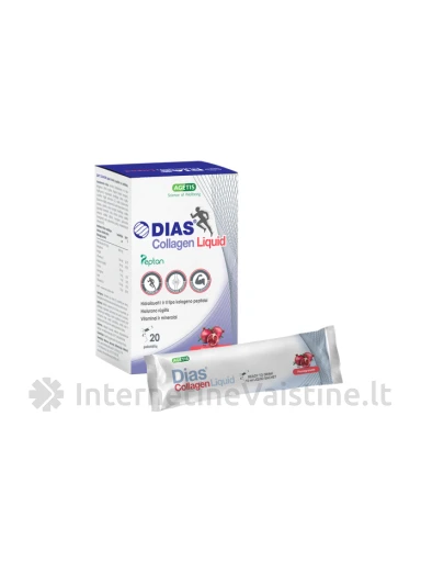 DIAS COLLAGEN LIQUID, skystas kolagenas, granatų skonio, 20 paketėlių | internetinevaistine.lt