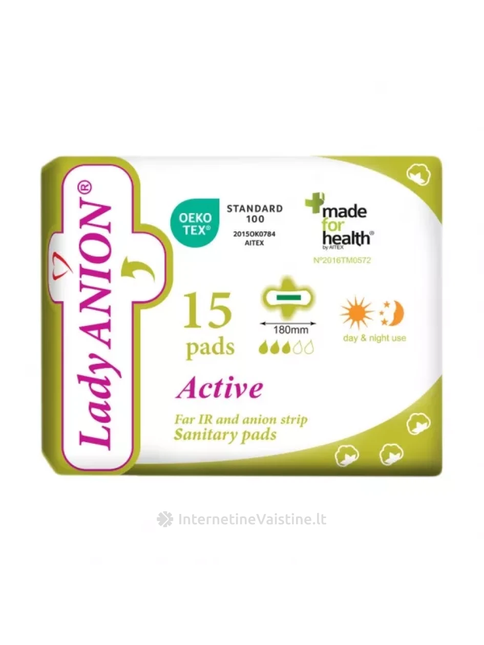 LADY ANION ploni paketai 180 mm, N15 | internetinevaistine.lt