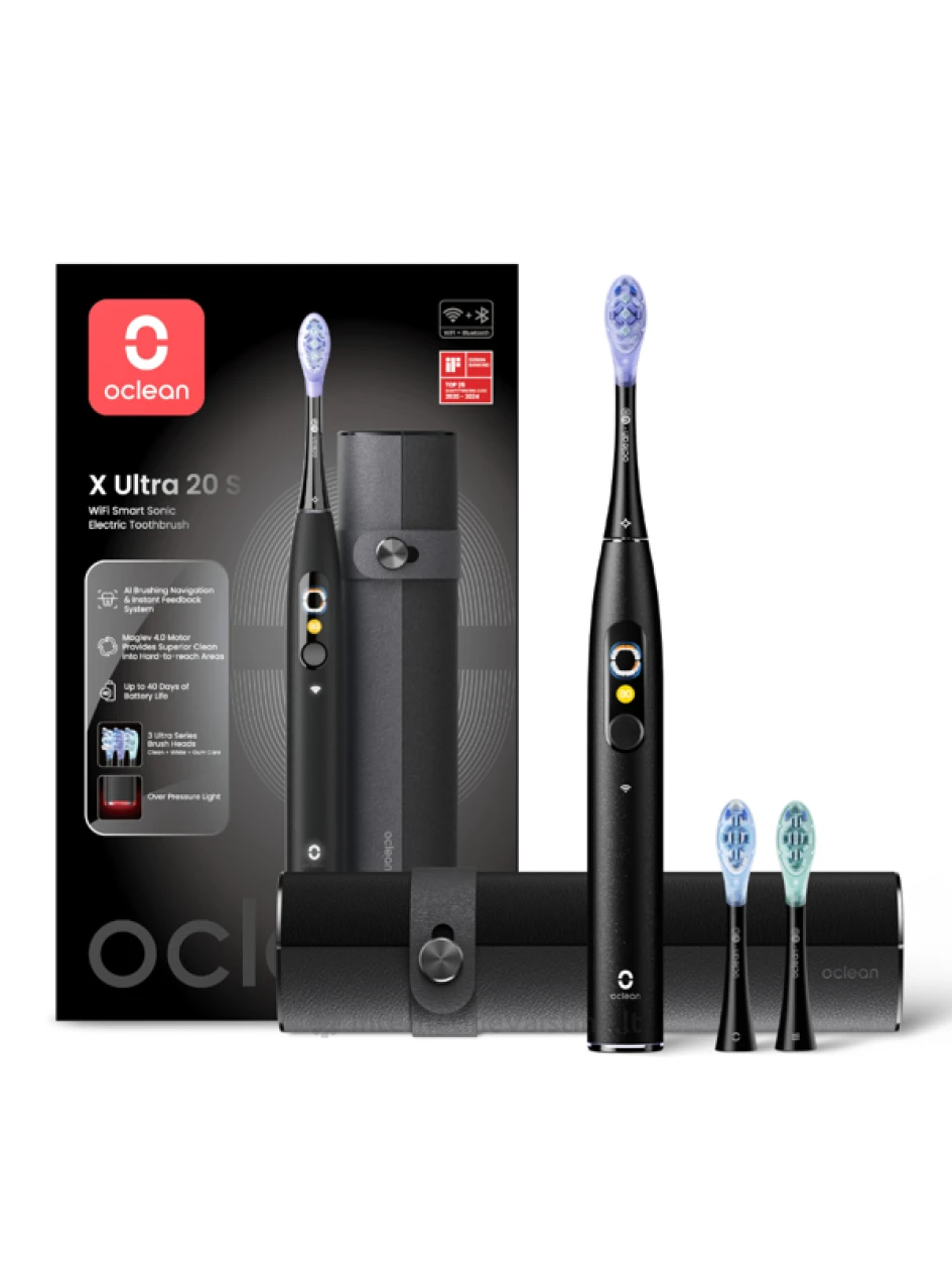 OCLEAN X ULTRA 20 S, išmanusis elektrinis dantų šepetėlis, juodos spalvos, 1 vnt. | internetinevaistine.lt