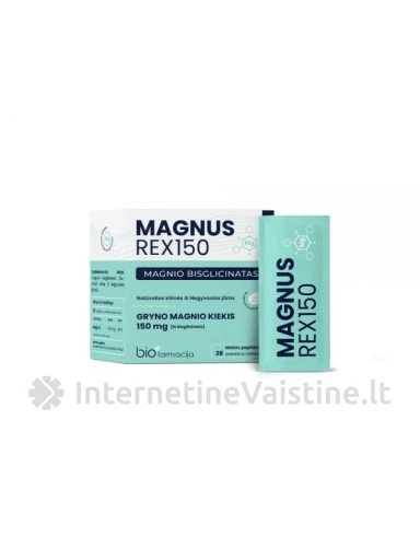 BIOFARMACIJA maisto papildas MAGNUS REX 150, bisglicinatas, 28 pak. | internetinevaistine.lt