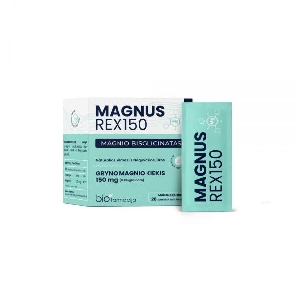 BIOFARMACIJA maisto papildas MAGNUS REX 150, bisglicinatas, 28 pak.