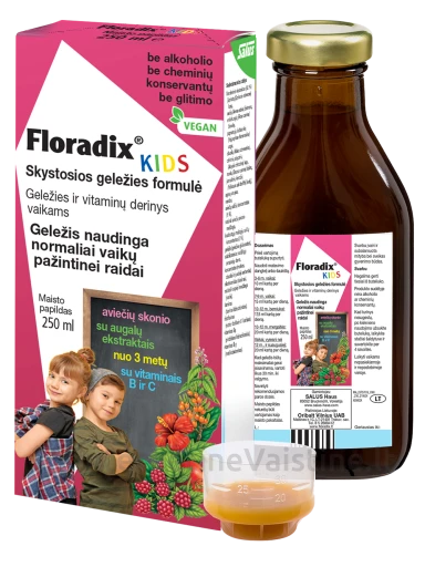 Floradix KIDS – skystosios geležies formulė vaikams, 250ml | internetinevaistine.lt
