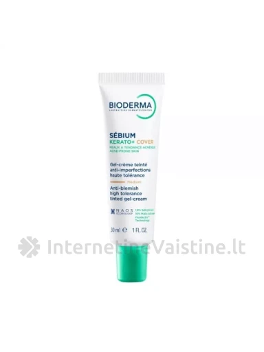 BIODERMA veido kremas-gelis SEBIUM KERATO+ COVER, 30 ml | internetinevaistine.lt