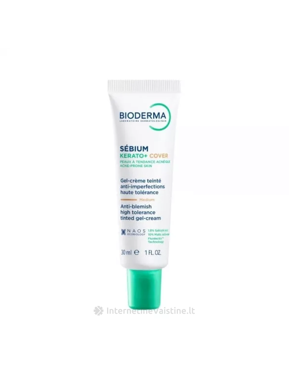 BIODERMA veido kremas-gelis SEBIUM KERATO+ COVER, 30 ml | internetinevaistine.lt