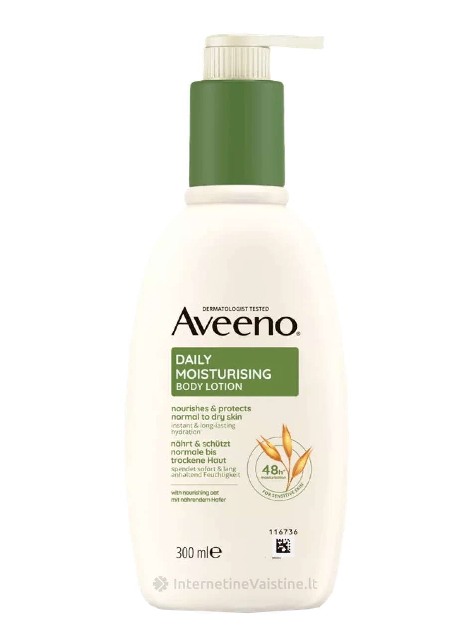 AVEENO Daily Moisturising bekvapis kūno losjonas, 300 ml, Vnt | internetinevaistine.lt