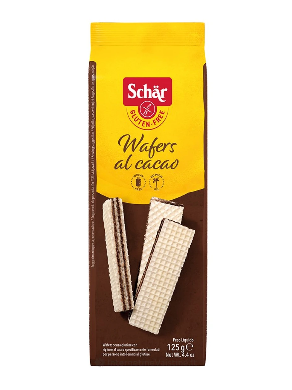 Schär WAFERS AL CACAO – vafliai su kakavos pertepimu be glitimo, 125g | internetinevaistine.lt