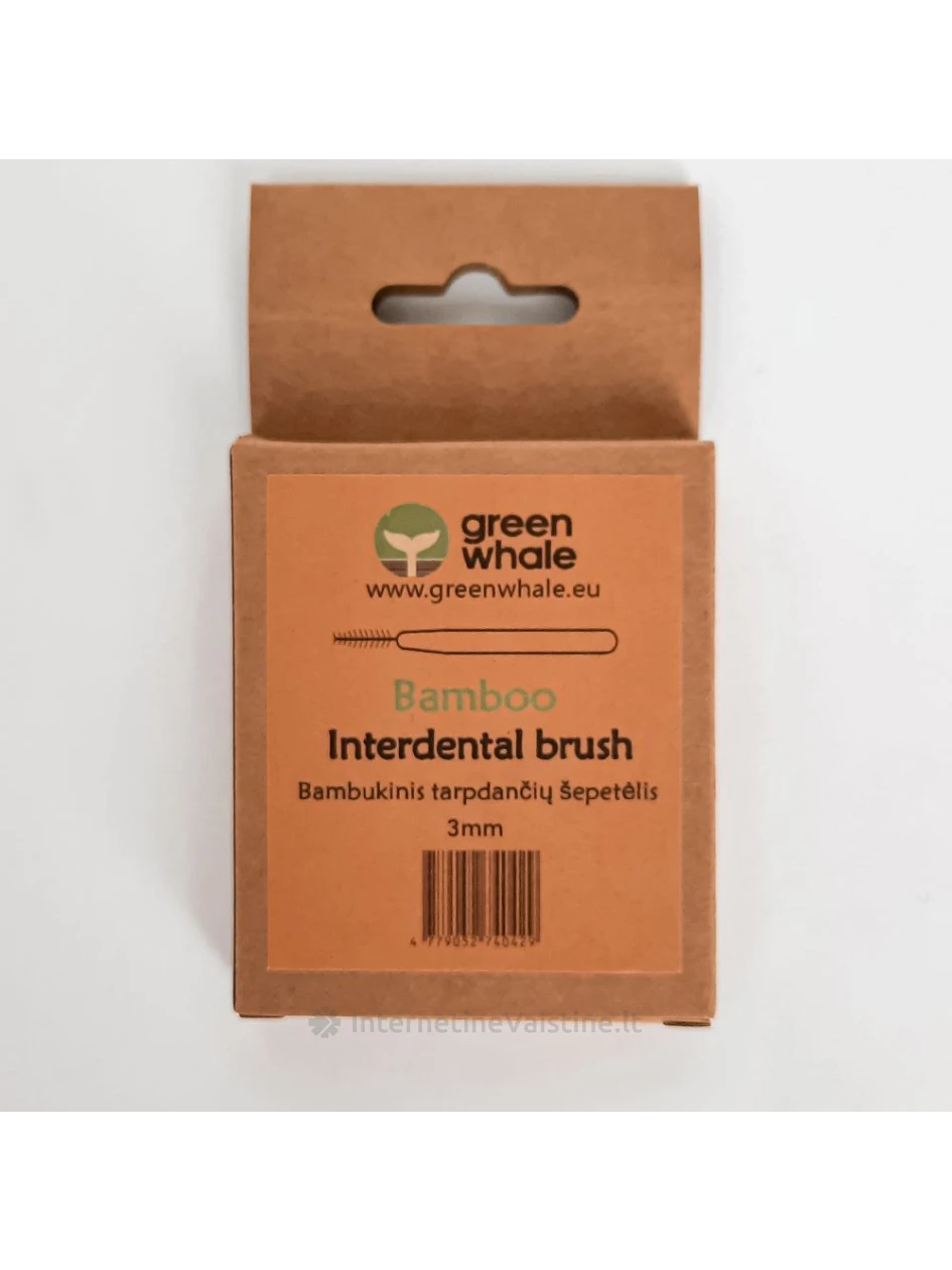 GREEN WHALE Dantų šep. bambuk. tarpd. 3mm N8, 8 vnt. | internetinevaistine.lt