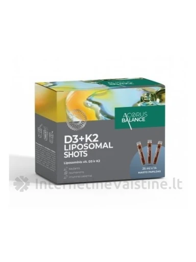 Acorus Balance D3+K2 Liposomal shots 25ml N14, 14 vnt. | internetinevaistine.lt