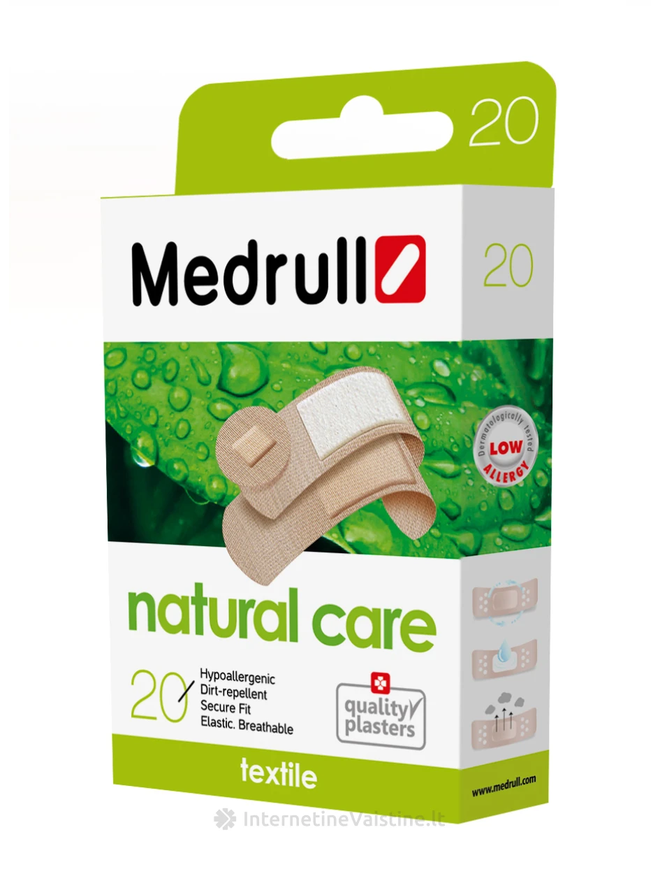Pleistras (tekstilinis) Natural Care 20 vnt. Medrull | internetinevaistine.lt
