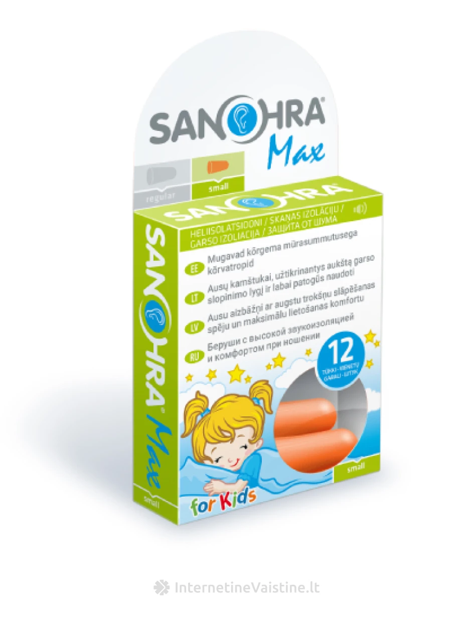 Ausų kištukai Sanohra Max children, N12 | internetinevaistine.lt