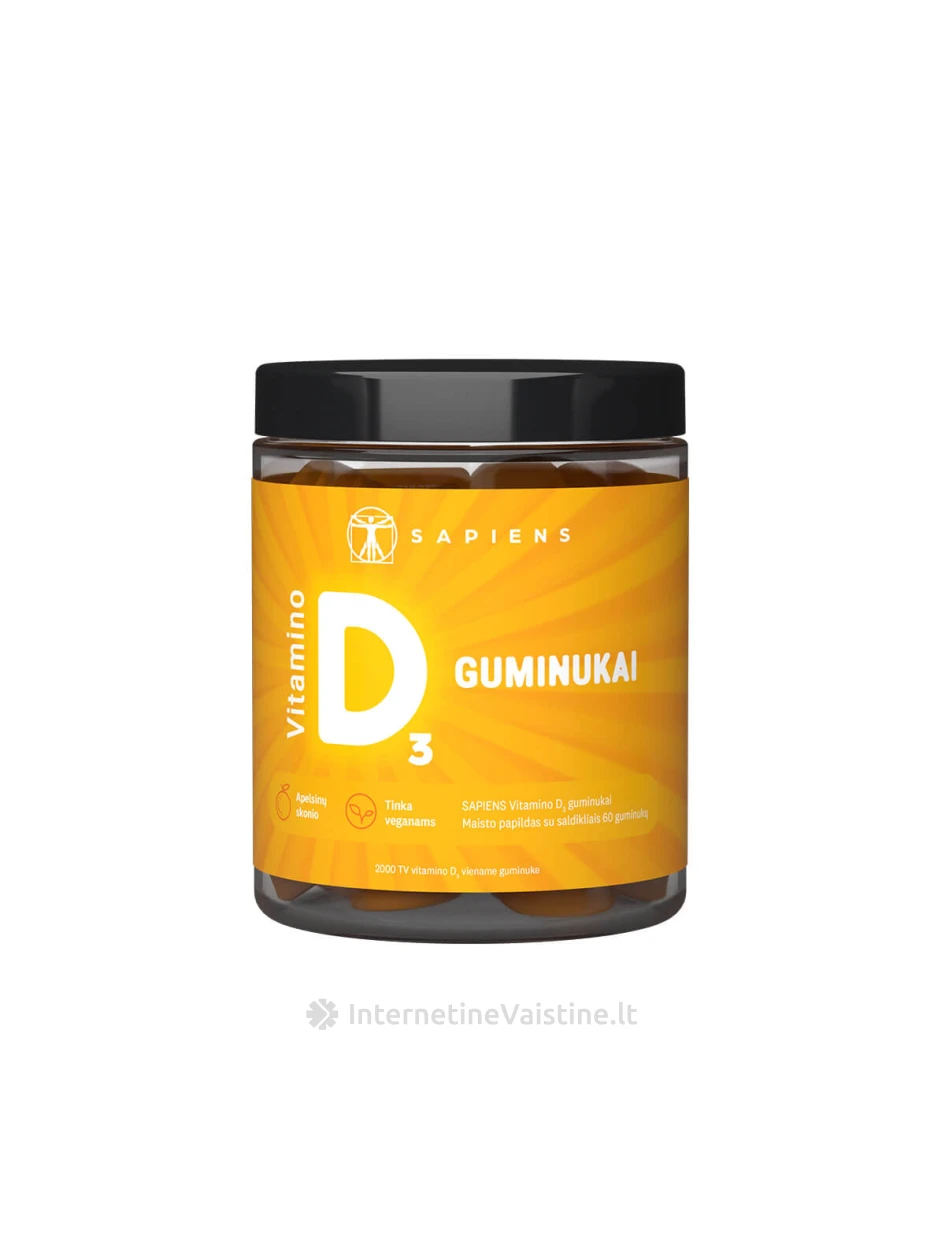 SAPIENS Vitamino D3 guminukai N60, 60 vnt. | internetinevaistine.lt