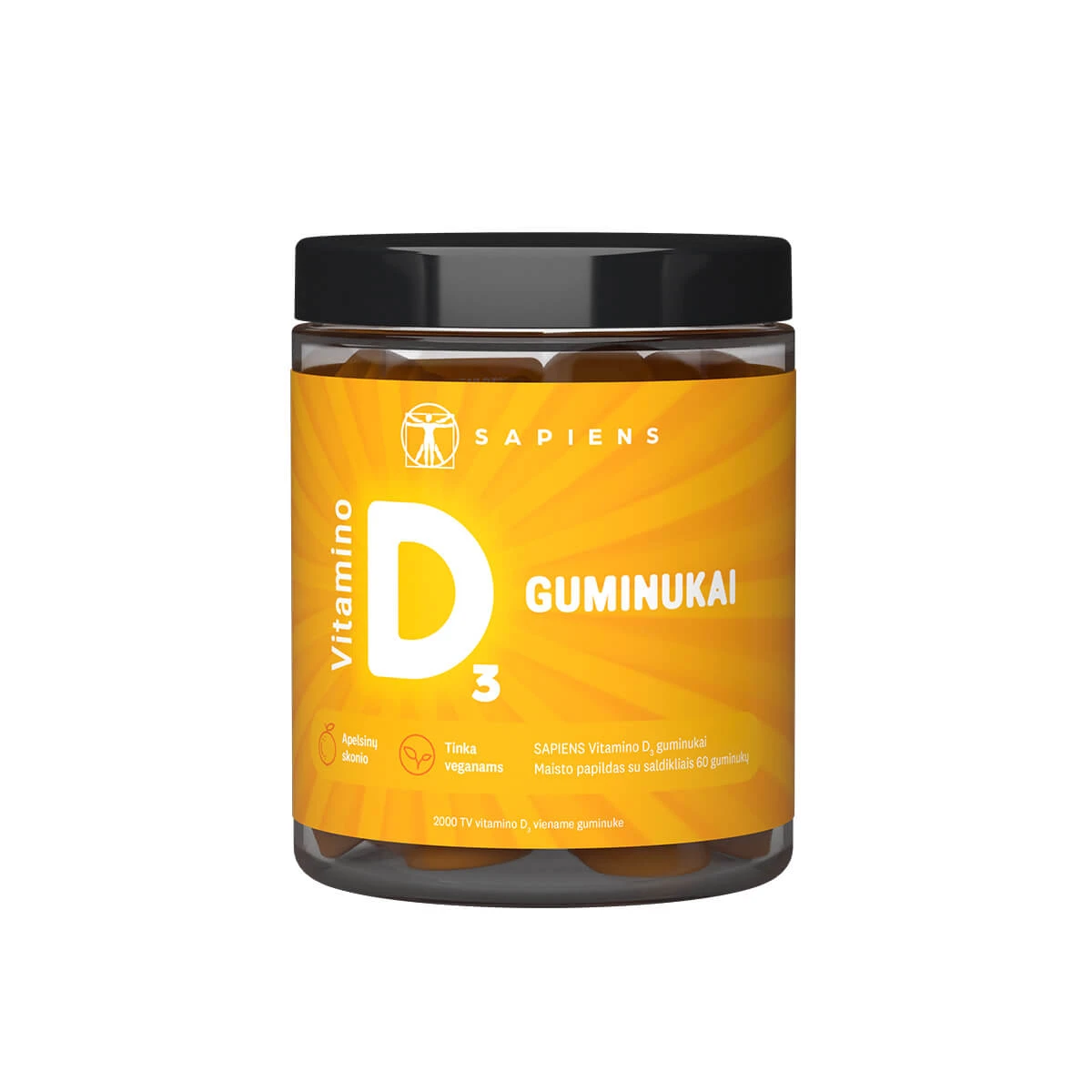 SAPIENS Vitamino D3 guminukai N60