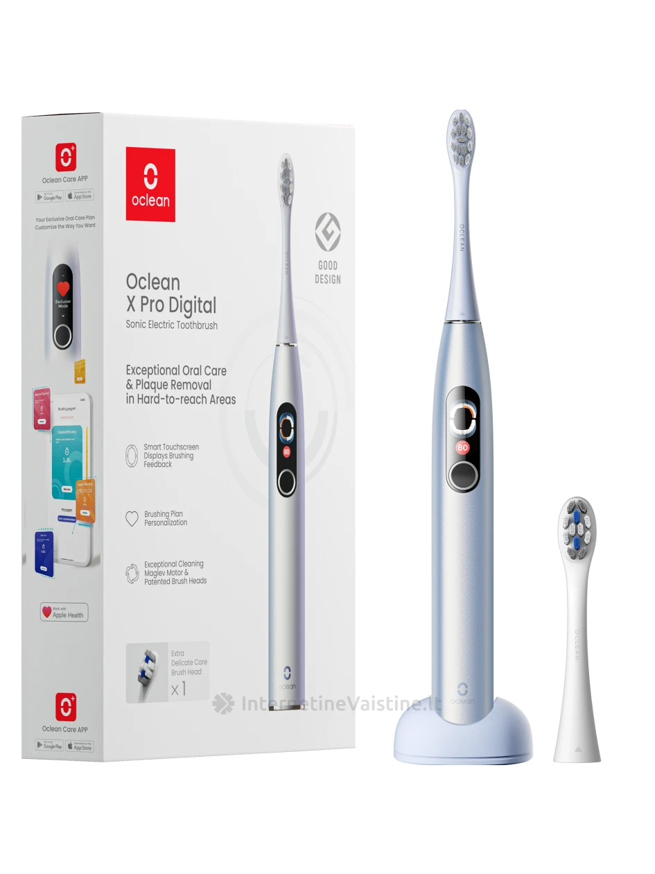 OCLEAN X Pro Digital Silver elektrinis dantų šepetėlis, N1 | internetinevaistine.lt