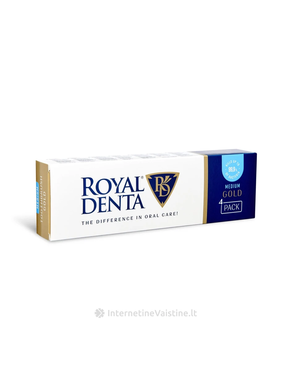 ROYAL DENTA dantų šepetėlių rinkinys GOLD MEDIUM, 4 vnt. | internetinevaistine.lt