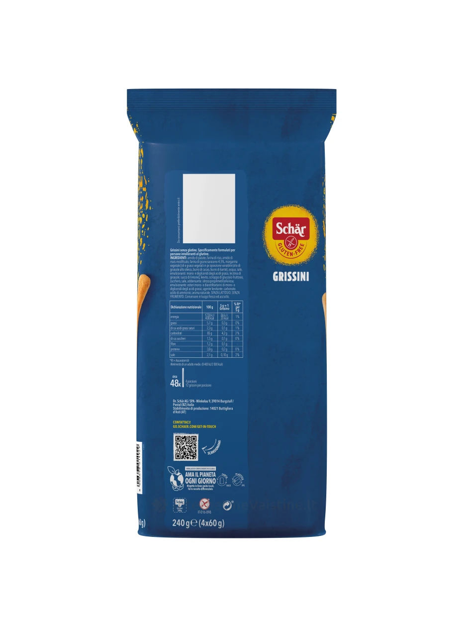 Schär GRISSINI - duonos lazdelės be glitimo, 150g | internetinevaistine.lt