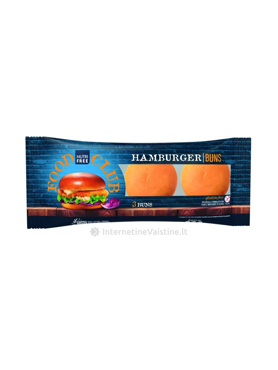 NUTRIFREE HAMBURGER BUNS - bandelės hamburgeriams be glitimo, 110g | internetinevaistine.lt