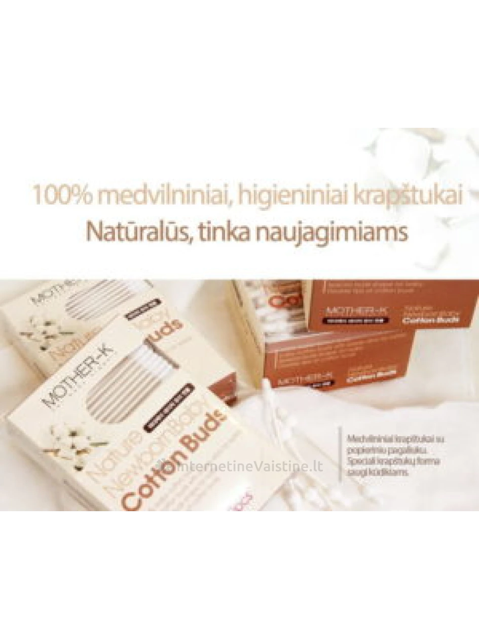 Vatos krapšt. MOTHER-K medv. su popier. pagaliuku N300, 300 vnt. | internetinevaistine.lt