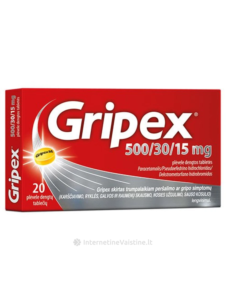 GRIPEX 500mg/30mg/15mg tab. N20 | internetinevaistine.lt