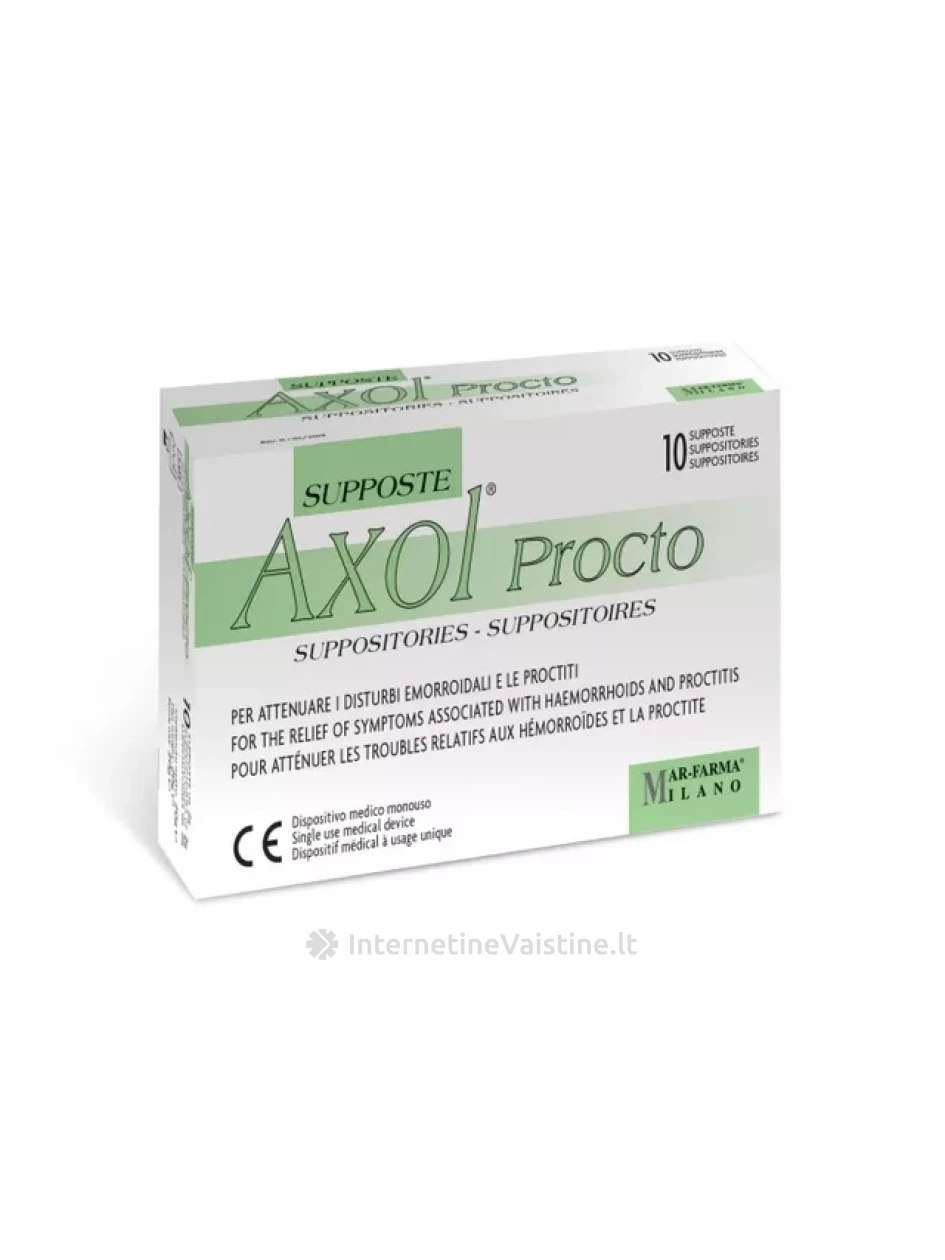 AXOL tiesiosios žarnos žvakutės PROCTO, 10 vnt. | internetinevaistine.lt