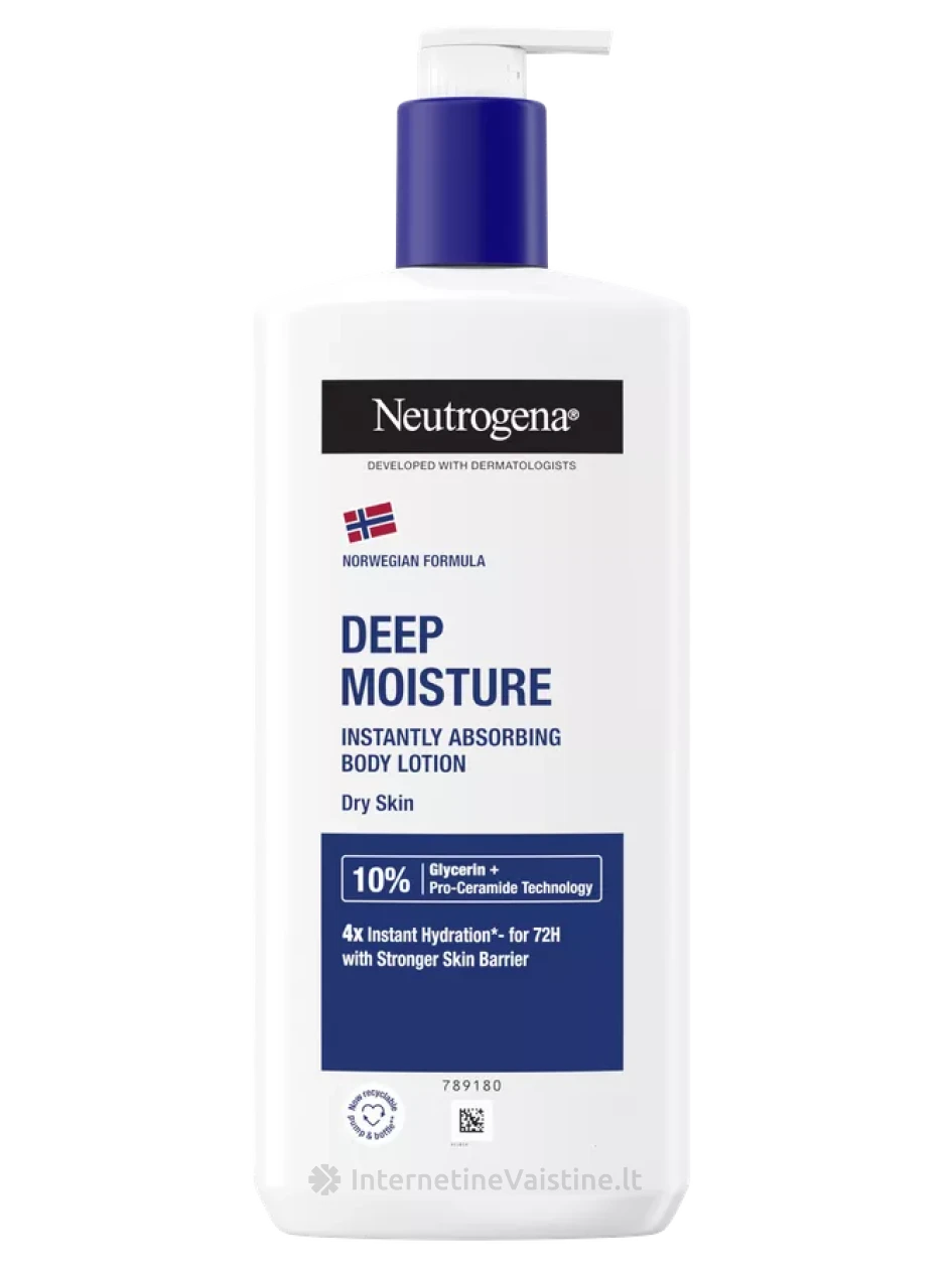 NEUTROGENA Deep Moisture Fast Absorbing kūno losjonas, 400 ml, Vnt | internetinevaistine.lt