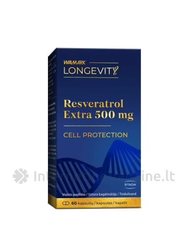 WALMARK LONGEVIT Resveratrol Extra 500 mg, 60 kapsulių | internetinevaistine.lt