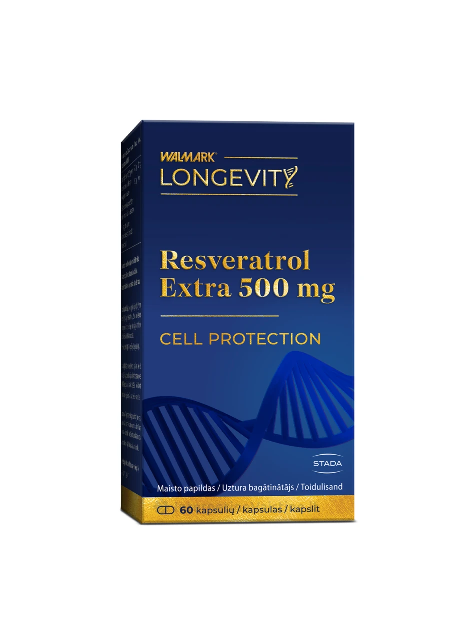 WALMARK LONGEVIT Resveratrol Extra 500 mg, 60 kapsulių | internetinevaistine.lt