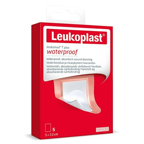 LEUKOPLAST LEUKOMED T PLUS vandeniui atsparus sterilus tvarstis 7.2x5cm, 5 vnt.