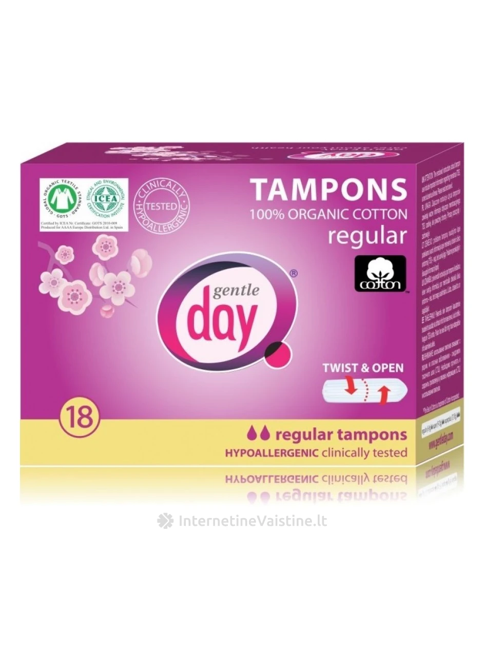 TAMPONAI GENTLE DAY REGULAR EKOL. MEDVILN. N18 | internetinevaistine.lt