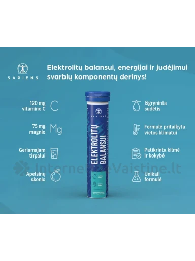 SAPIENS Elektrolitų balansui tirpios tab. N20 | internetinevaistine.lt