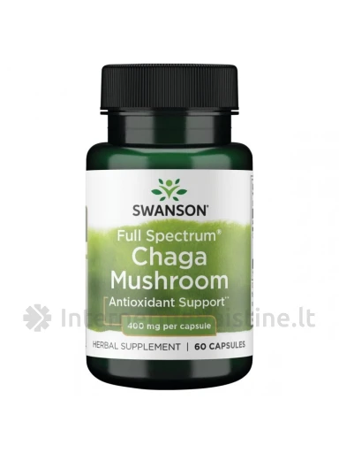 SWANSON CHAGA (Čaga) 400mg kaps. N60 | internetinevaistine.lt