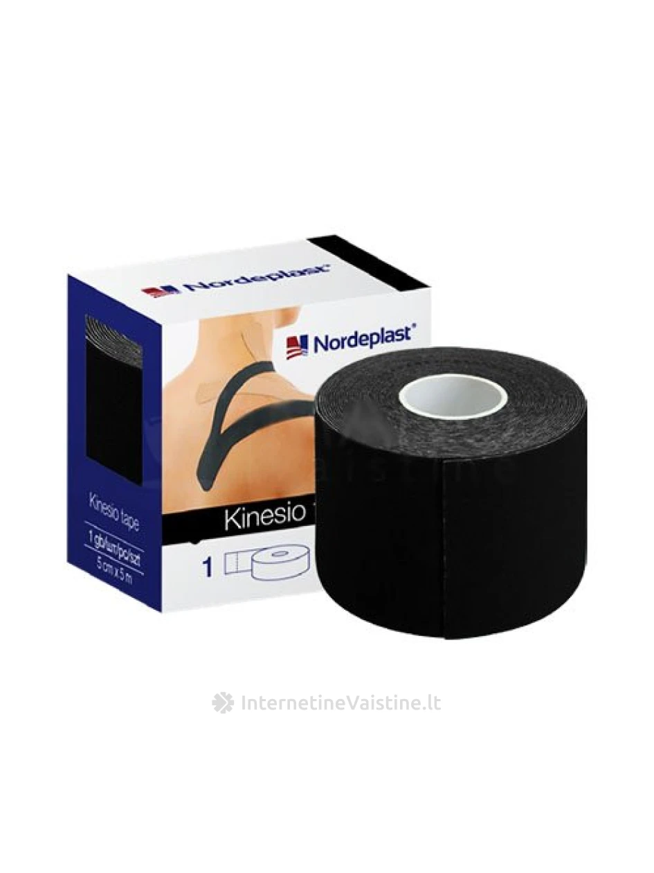 Kineziterapinis pleistras Nordeplast 5cmx5m, juodas, Vnt | internetinevaistine.lt