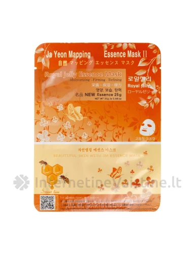 JA YEON MAPPING Royal Jelly Esscence Mask, lakštinė veido kaukė su bičių pienelio ekstr., 25 g, Vnt | internetinevaistine.lt
