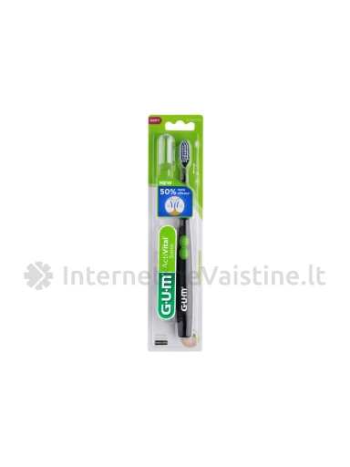 G.U.M.® (4100 juodas) Sonic Daily dantų šepetėlis (su baterija) | internetinevaistine.lt