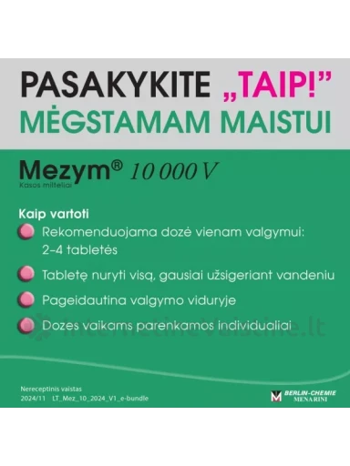 MEZYM 10000 V skrandyje neirios tabletės N10 | internetinevaistine.lt