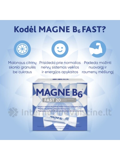 MAGNE B6 maisto papildas granulėmis FAST, N20 | internetinevaistine.lt