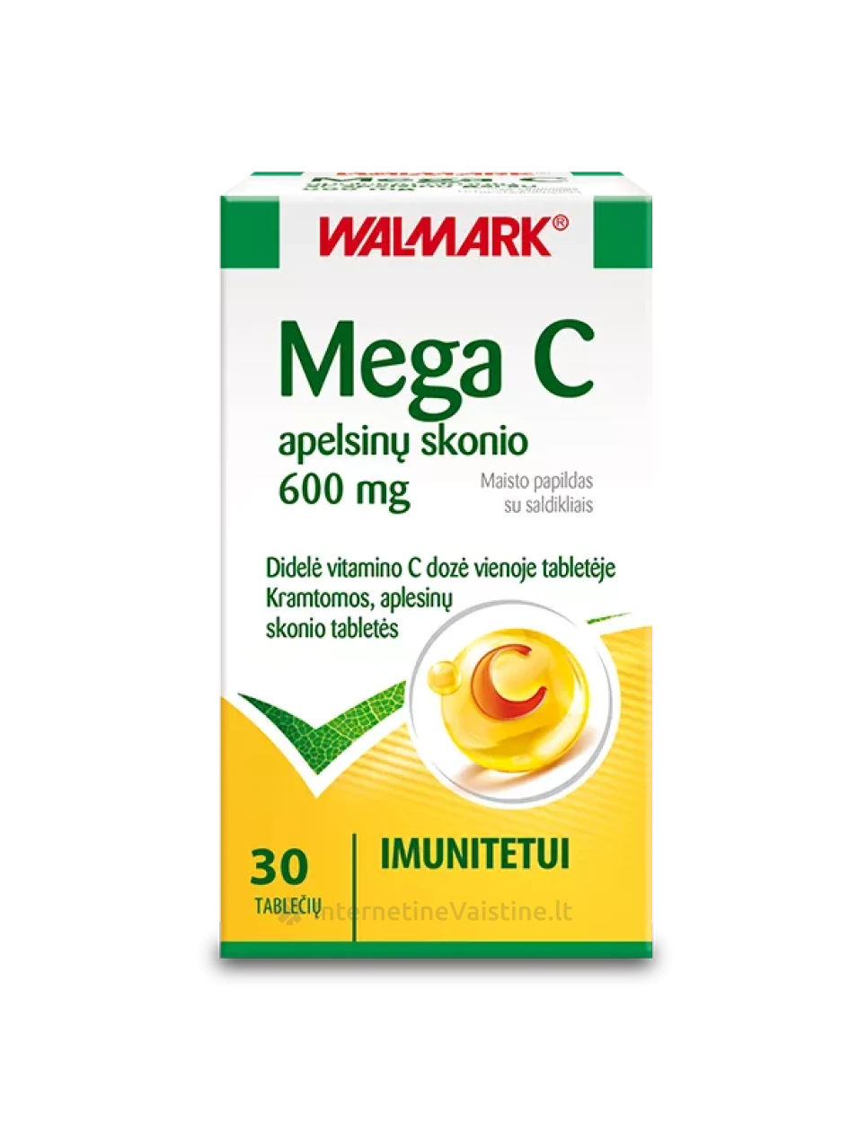 WALMARK MEGA C 600mg apelsinų sk. tab. N30 | internetinevaistine.lt