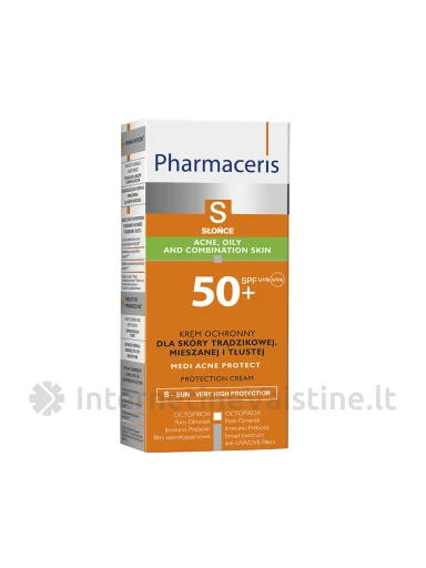 PHARMACERIS apsauginis veido kremas S MEDI ACNE PR, SPF50+, 50 ml, Vnt | internetinevaistine.lt