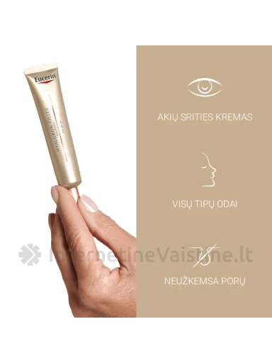 EUCERIN akių srities kremas brandižiai odai Hyaluron-Filler + Elasticity SPF 20, 15 ml (83531) | internetinevaistine.lt