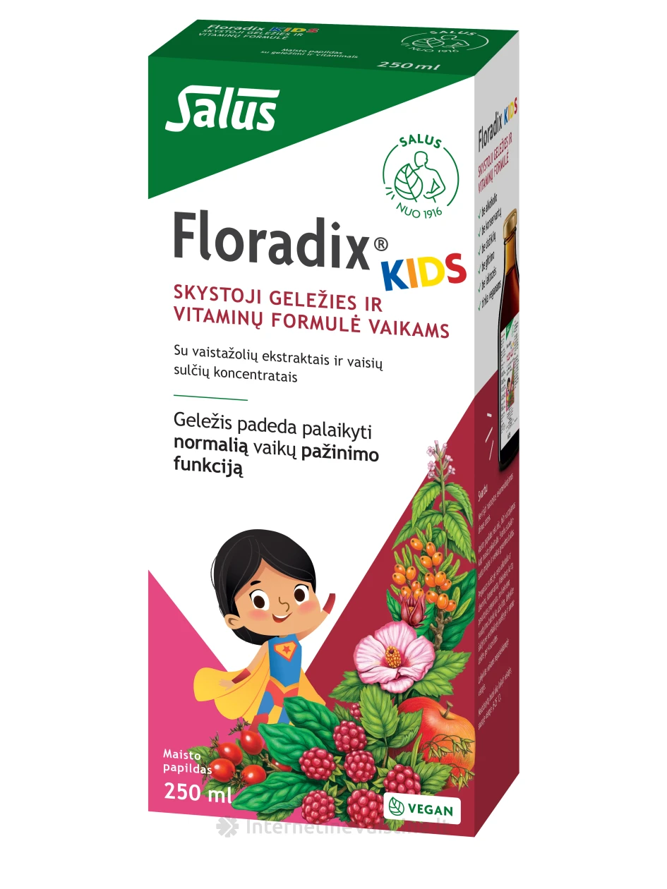 Floradix KIDS – skystosios geležies formulė vaikams, 250ml | internetinevaistine.lt