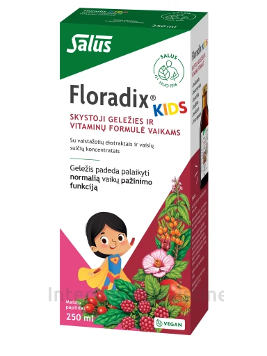 Floradix KIDS – skystosios geležies formulė vaikams, 250ml | internetinevaistine.lt